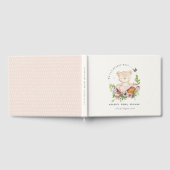 Cute Teddy Bear in Flower Basket Pink Baby shower Gastenboek (Volledig)