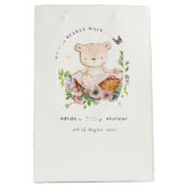 Cute Teddy Bear in Flower Basket Pink Baby shower Medium Cadeauzakje (Voorkant)