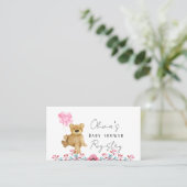 Cute Teddy Bear in Pink Paint Baby shower Registry Visitekaartje (Staand voorkant)