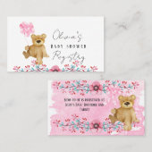 Cute Teddy Bear in Pink Paint Baby shower Registry Visitekaartje (Voorkant / Achterkant)
