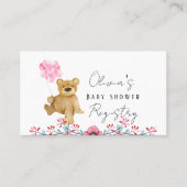 Cute Teddy Bear in Pink Paint Baby shower Registry Visitekaartje (Voorkant)