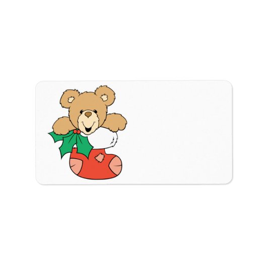 Cute Teddy Bear in Stocking Etiket (Voorkant)
