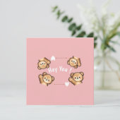 Cute Teddy Bear Invitation Card – Hey You Pink   Kaart (Staand voorkant)