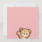Cute Teddy Bear Invitation Card – Hey You Pink   Kaart (Achterkant)