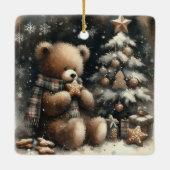 Cute Teddy Bear Kerstmis Keramisch Ornament (Achterkant)