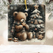 Cute Teddy Bear Kerstmis Keramisch Ornament