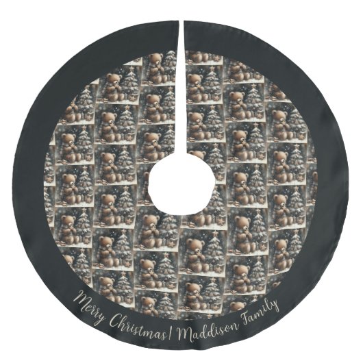 Cute Teddy Bear Kerstmis Kerstboom Rok (Voorkant)