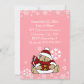 Cute Teddy Bear Kerstparty Kaart (Achterkant)