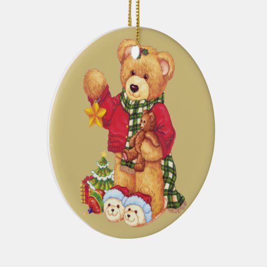 Cute Teddy Bear-kerstversiering Keramisch Ornament (Rechts)