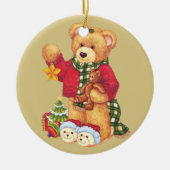 Cute Teddy Bear-kerstversiering Keramisch Ornament (Voorkant)