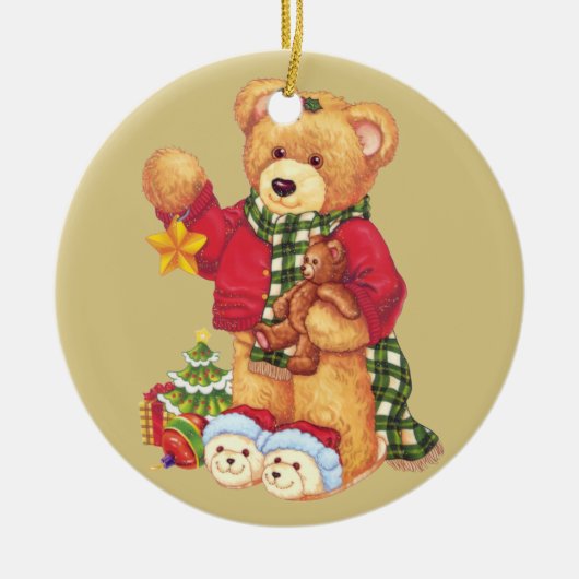 Cute Teddy Bear-kerstversiering Keramisch Ornament (Voorkant)