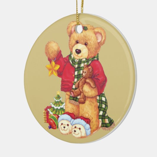 Cute Teddy Bear-kerstversiering Keramisch Ornament (Links)