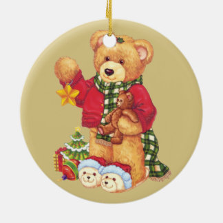 Cute Teddy Bear-kerstversiering Keramisch Ornament