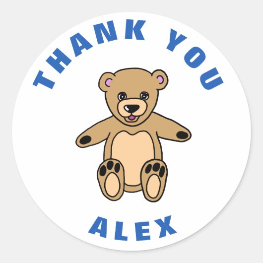 Cute Teddy Bear Kids Birthday Bedankt Ronde Sticker (Voorkant)