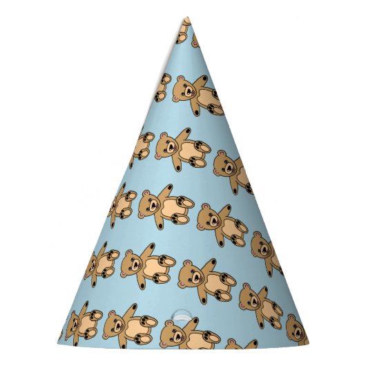 Cute Teddy Bear Kids Birthday Blue Feesthoedjes (Links)