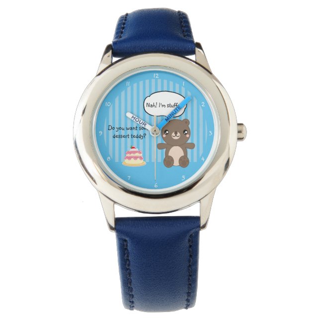 Cute Teddy Bear Kinder Funny Joke Horloge (Voorkant)