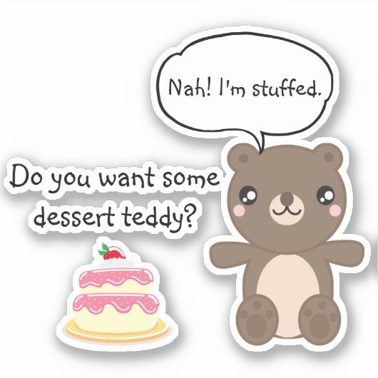 Cute Teddy Bear Kinder Funny Joke Sticker (Voorkant)