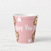 Cute Teddy Bear Latte Mug –Hey You Pink Kawaii Mug Latte Mok (Voorkant)