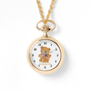 Cute Teddy Bear-liefhebbers voegen naam toe Horloge