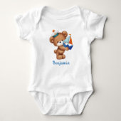 Cute Teddy Bear Littlle Sailor Persoonlijk Romper (Voorkant)