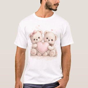 Cute Teddy Bear Love T-Shirt – Schattig Koppel Bea