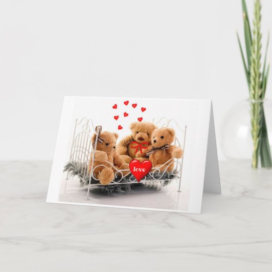 Cute Teddy Bear "Love You" Valentijnsdag Kaart (Voorkant)