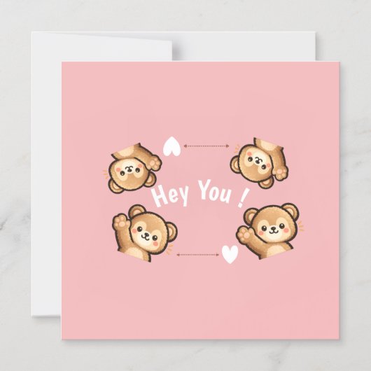 Cute Teddy Bear Magnetic Card – Hey You Magnetische Uitnodiging (Voorkant)