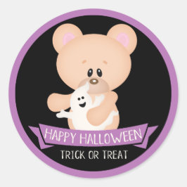 Cute Teddy Bear met Ghost - Halloween Ronde Sticker