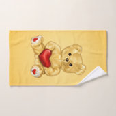 Cute Teddy Bear met Heart Yellow voor Girl Handdoek (Handdoek)