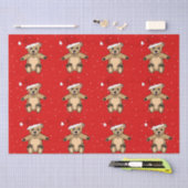 Cute Teddy Bear met Kerstmis met Santa Hat Red Tissuepapier (Craft)
