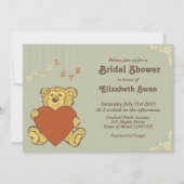 Cute Teddy Bear met Love Bridal Shower Uitnodiging (Voorkant)