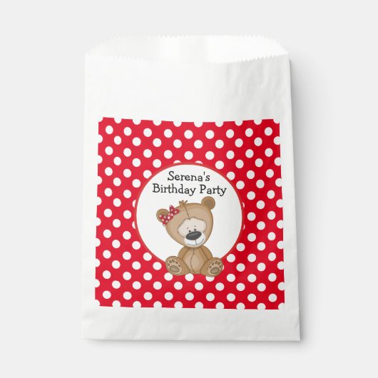 Cute Teddy Bear met Polka Dots Birthday Bedankzakje (Voorkant)