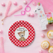 Cute Teddy Bear met Polka Dots Birthday Papieren Bordje (Feest)