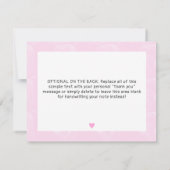 Cute Teddy Bear met Roze Bow Baby Girl Shower Bedankkaart (Achterkant)