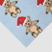 Cute Teddy Bear met Santa Hat Blue Kerstmis Tissuepapier (Detail)