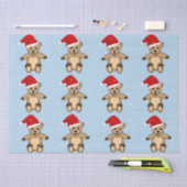 Cute Teddy Bear met Santa Hat Blue Kerstmis Tissuepapier (Craft)