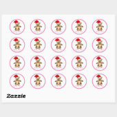 Cute Teddy Bear met Santa Hat Kerstmis Ki Ronde Sticker (Vel)