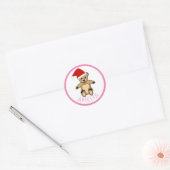 Cute Teddy Bear met Santa Hat Kerstmis Ki Ronde Sticker (Envelop)