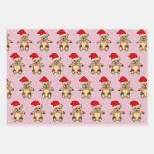 Cute Teddy Bear met Santa Hat Pink Kerstmis Inpakpapier Vel (Voorkant 2)