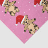 Cute Teddy Bear met Santa Hat Pink Kerstmis Tissuepapier (Detail)
