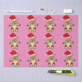 Cute Teddy Bear met Santa Hat Pink Kerstmis Tissuepapier (Craft)