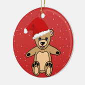 Cute Teddy Bear met Santa Hat Red Kinderen Keramisch Ornament (Links)