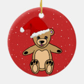 Cute Teddy Bear met Santa Hat Red Kinderen Keramisch Ornament (Achterkant)
