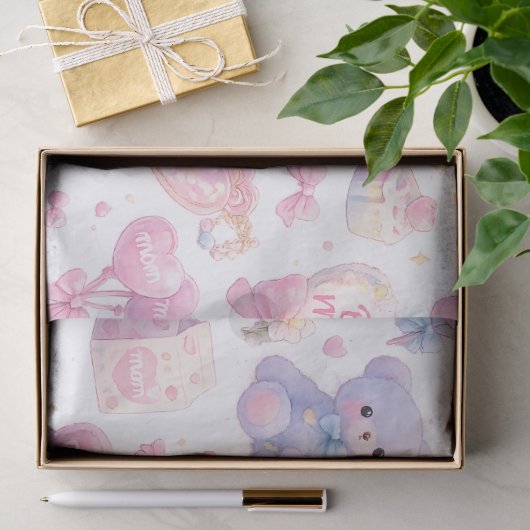 Cute Teddy Bear Moeder Clipart Bundel | Pastel Wat Tissuepapier (Geschenk)