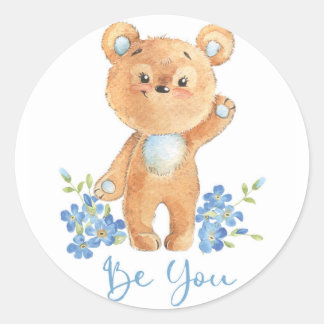 Cute Teddy Bear motivatiepsticker Ben jij Ronde Sticker