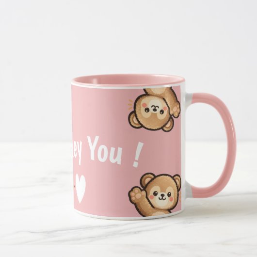 Cute Teddy Bear Mug with Heart – Kawaii Love Bear  Mok (Rechts)