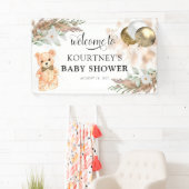 Cute Teddy Bear Neutral Baby shower Welcome Spandoek (Insitu)