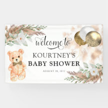 Cute Teddy Bear Neutral Baby shower Welcome