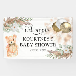 Cute Teddy Bear Neutral Baby shower Welcome Spandoek