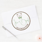 Cute Teddy Bear Nostalgic Brown Blauwgroen Baby sh Ronde Sticker (Envelop)